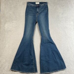 Free People Just Float On Flare Jeans W25 Blue High Rise Bell Bottom Retro Boho
